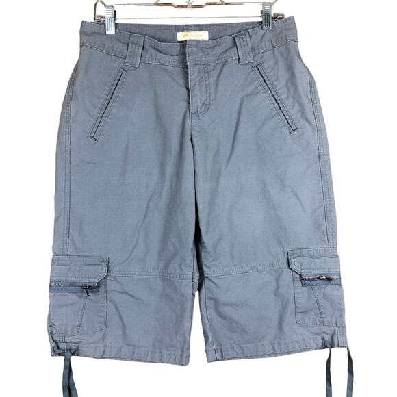 Lee Womens Pants Gray Cargo Capri One True Fit Drawstring Cotton Stretch 8M - Picture 1 of 10